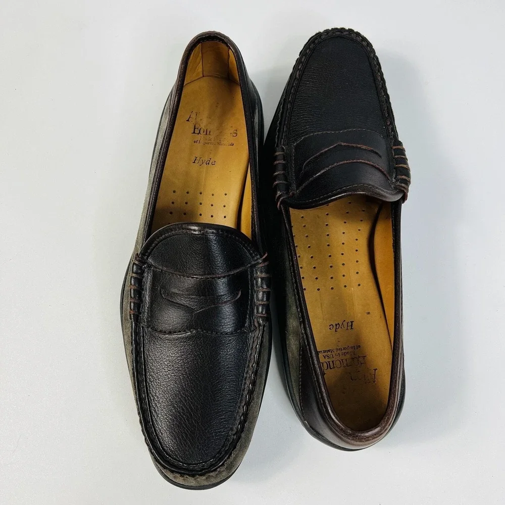 Allen Edmonds Hyde Brown Grey Two Tone Leather Mens‎ Penny Loafer Size 9